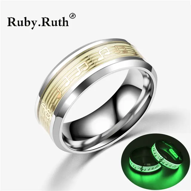 Stainless Steel Music Luminous Ring For Men Women Creative Glow In Stainless Steel Music Luminous Ring For Men Women Creative Glow In Dark Wedding Band Rings
