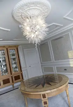 

Art Deco 100% Hand Blown Glass Style White Chandelier Light for Villa Decorative