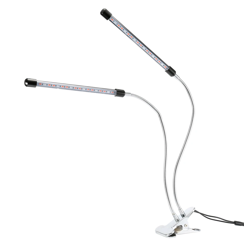 

18W Dual Head Plant Grow Light With Clip Timing Flexible Gooseneck 36 LEDs Lamp for Plants Flower JA55