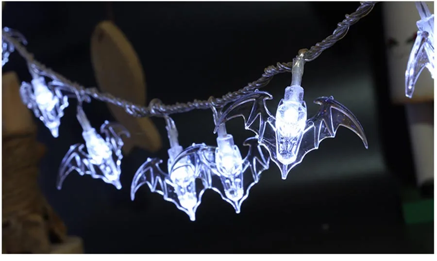 Хэллоуин Bat светодиодный свет шнура 1,2 м 2,5 м 5 м красочные летучие мыши Фея свет Hallowmas вечерние украшения праздника Батарея светодиодный