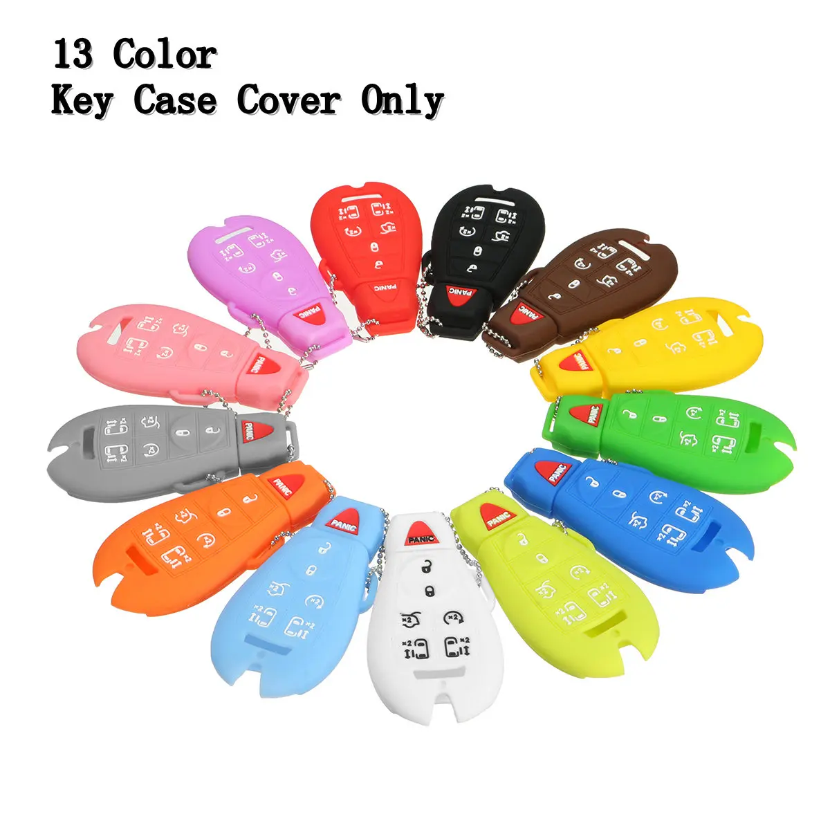 

7 Buttons Silicone Remote Key Case Shell Fob Cover Holder For Jeep for Dodge Chrysler