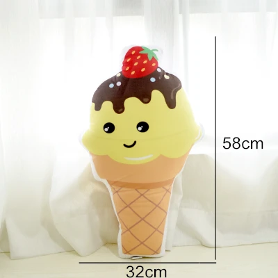 Kawaii в форме мороженого подушка мягкая короткая плюшевая подушка забавная спальня окно декоративная подушка удобная задняя Подушка Детские игрушки - Цвет: Strawberry