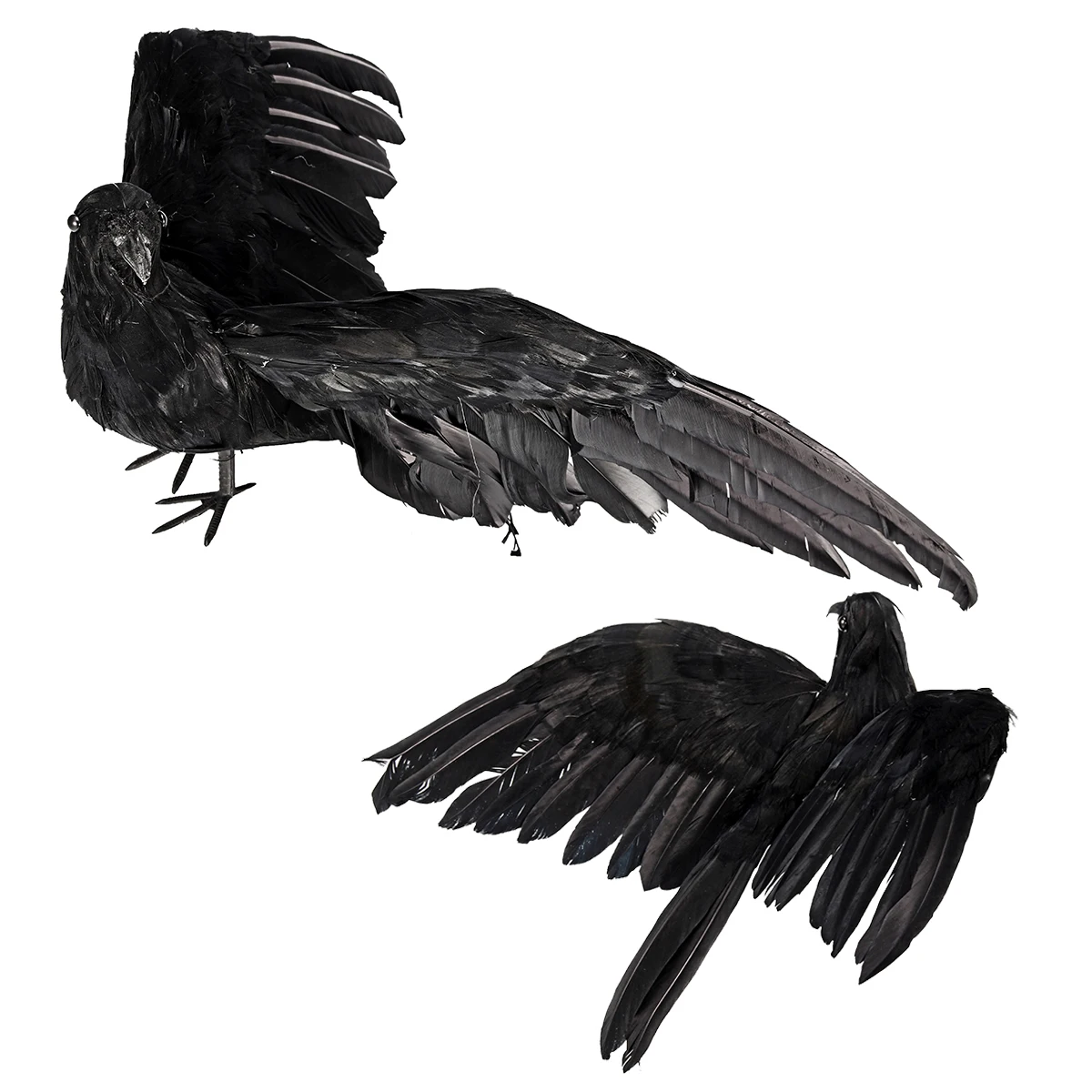 

22/30cm Artificial Crow Raven Bird Easter Party Decoration Fake Flying Crow Birds Wings Treat Trick Toys Supplies Black
