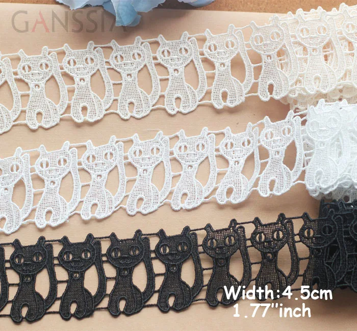 

1yard/lot Width:4.5cm High quality cute cat design lace, crocheted lace,embellish for cloth Embroidered lace(ss-633)