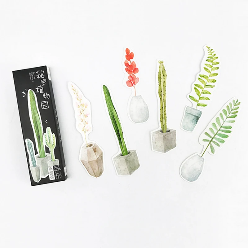 

30pcs/box Creative Cute Potted shape Bookmarks Marker Stationery bookmarks book holder message card school supplies papelaria