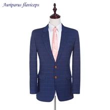 Damier проверить куртка лацканы камвольной шерсти куртка 2 Пуговицы жениха Смокинги для женихов индивидуальный заказ костюм куртка цельнокроеное Платье Блейзер