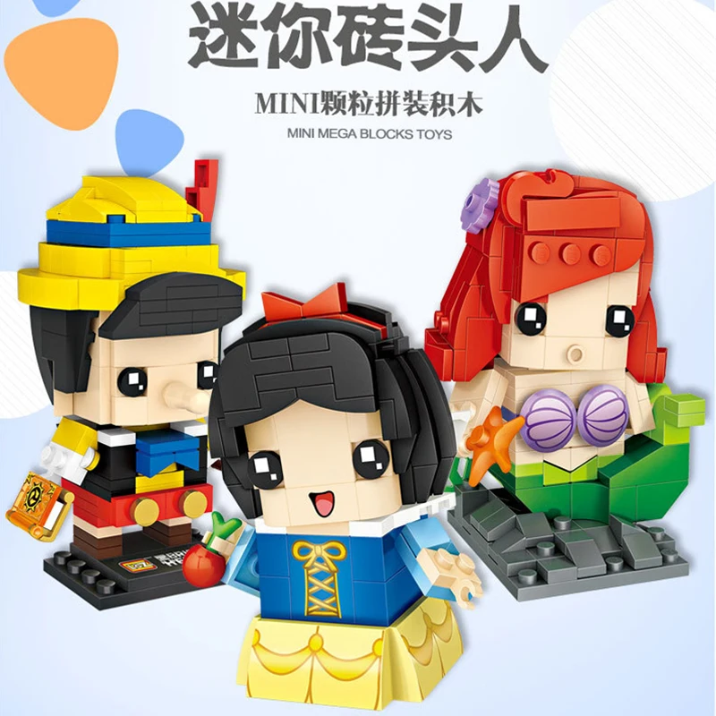 

Creative Cartoon Figures Model Building Blocks Princess Mermaid Action Figures Toy Miniature Building Toys For Kid Compatible