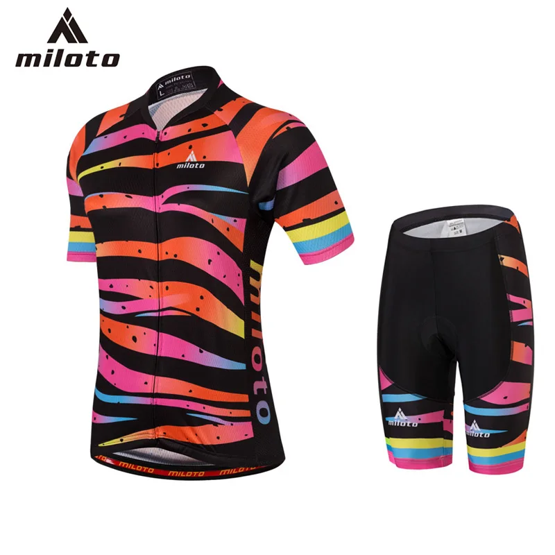 

Miloto Women Summer Cycling Jerseys Set Ropa Ciclismo Cycling Clothing Pro Team Cycling Sets Gel Pad Bib Shorts Shirts Set Women