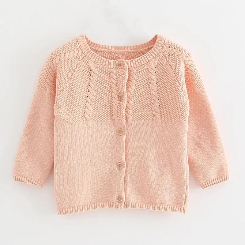 New Spring And Autumn Girls Round Neck Twist Sweater Cardigan Shawl Cotton Children's Sweater Long Sleeve Thick Coat