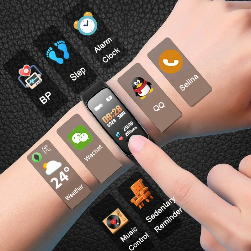 

Hembeer R1s Smart Wrist Band Heart Rate Blood Pressure Oxygen Oximeter Sport Bracelet Fitness Watch intelligent pk fitbits