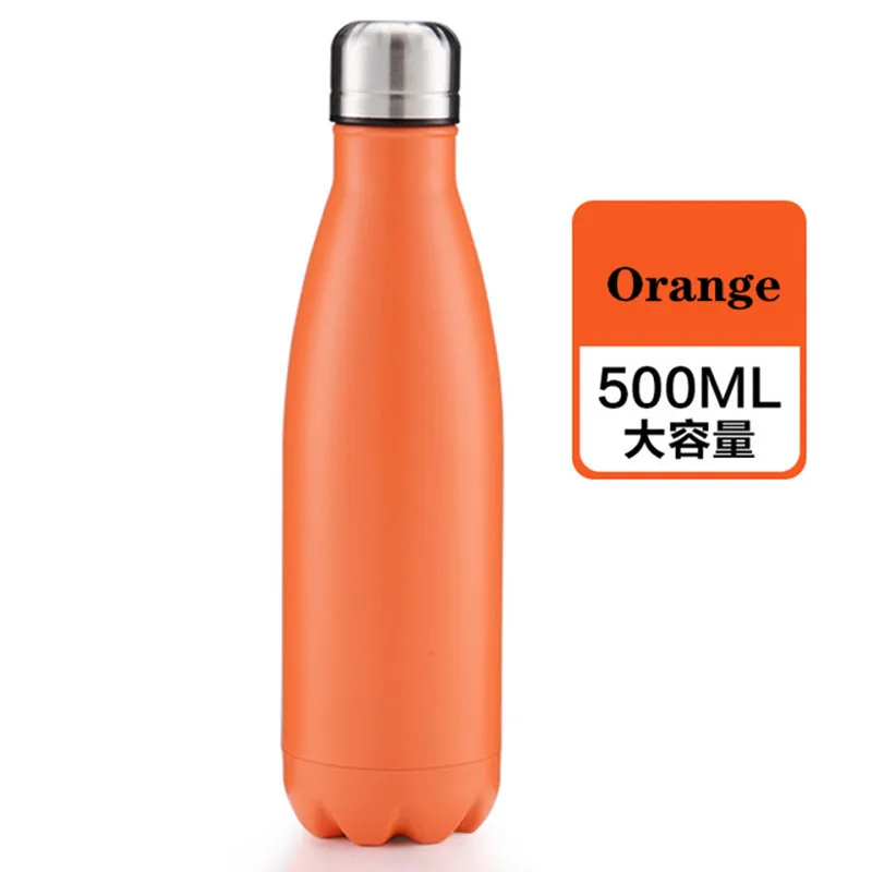 Твердые Цвет Термальность чашка термос нагрева воды бутылки Нержавеющая сталь бутылки колы Портативный автомобиль на открытом воздухе бутылка для напитков 500 мл - Цвет: Orange