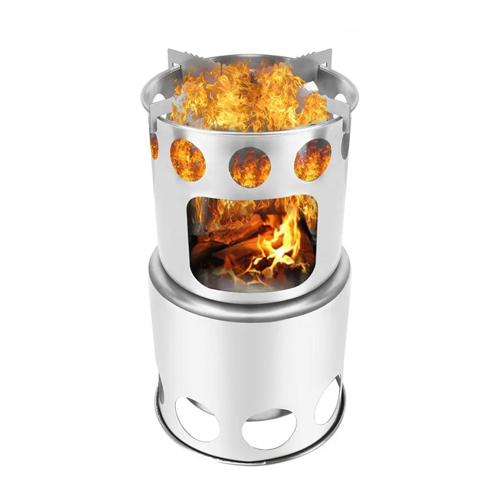 

Camping Wood Stove Windproof Wood Burning Stove Portable Outdoor Folding Stove for Backpacking Survival Cooking Picnic BBQ