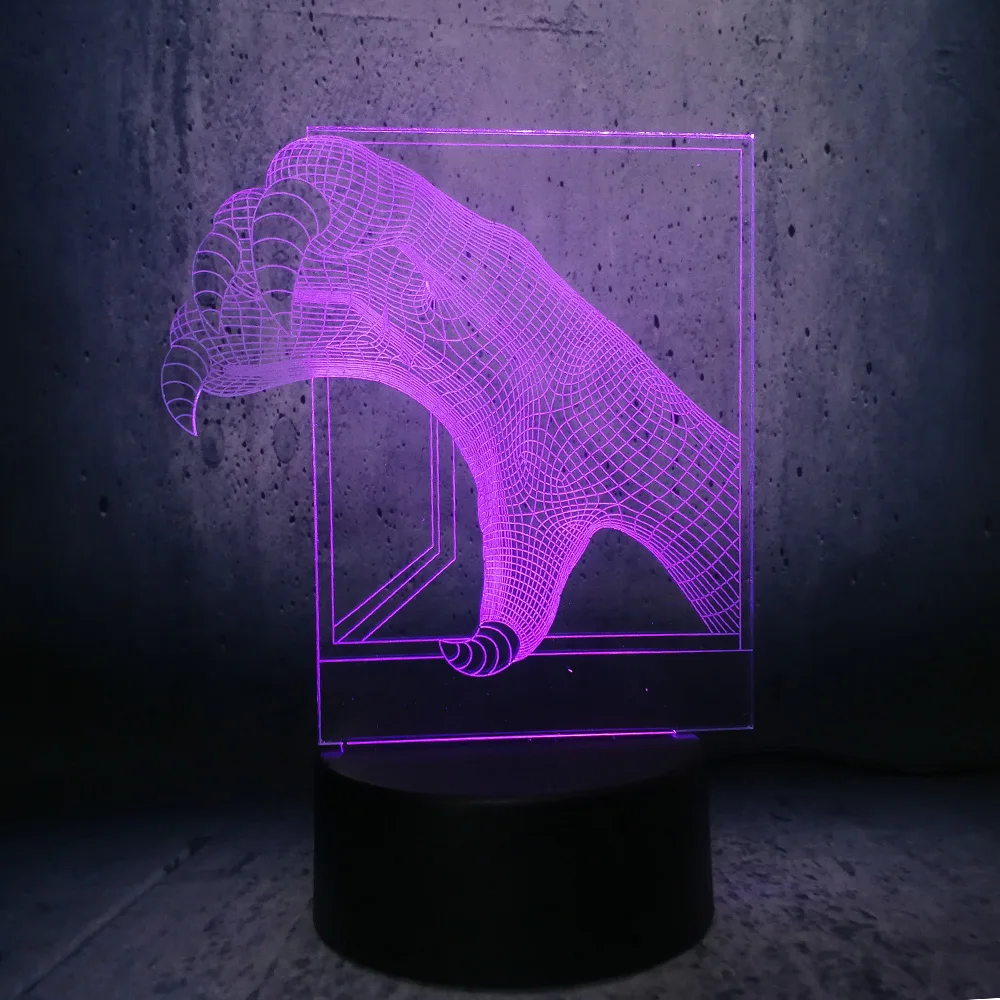 3D Beast Paw крутой Декор светодиодный ночник настольная лампа для спальни 7 цветов