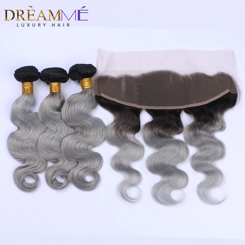 1b green human hair extension with 13X4 frontal closure (2)