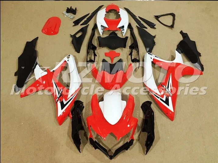 

ACE KITS New ABS Injection Fairings Kit Fit For SUZUKI GSX-R600 GSX-R750 K8 2008 2009 GSX-R600 k8 08 09 White Red t8