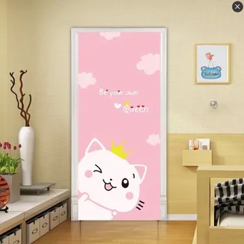

90x200cm Cute Cat Door Decor Stickers For Kids Room Bedroom Cartoon Animal Vinyl Wallpaper Self Adhesive Waterproof Poster