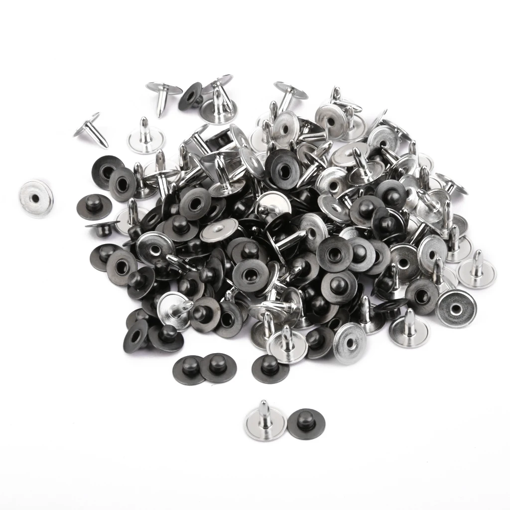  200 Sets Rivets Fasteners Studs Buttons Sewing Jean Denim Leather Craft 8mm