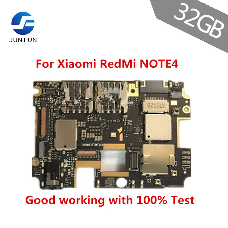 

JUN FUN 32GB Mobile Electronic panel mainboard Motherboard unlocked with chips Circuits For Xiaomi RedMi hongmi NOTE4 NOTE 4