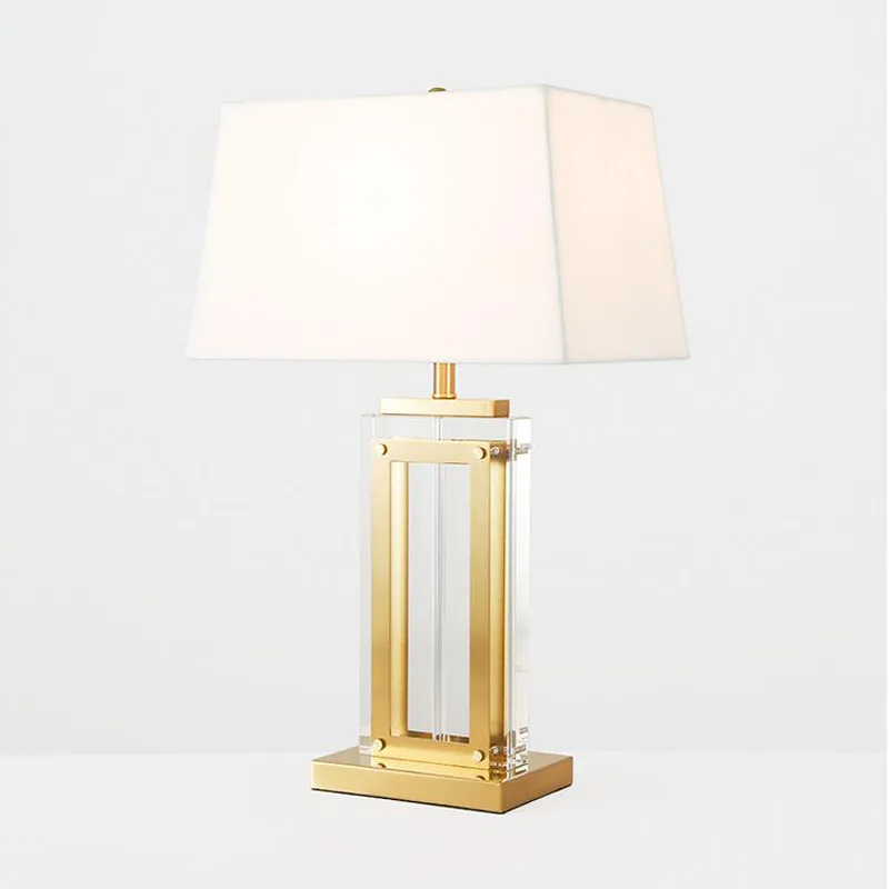 

Modern Upscale Table Lamps Creative Minimalist Table Lamps Fabic Lampshade and Iron Crystal Table Lamps In Living Room Bedroom