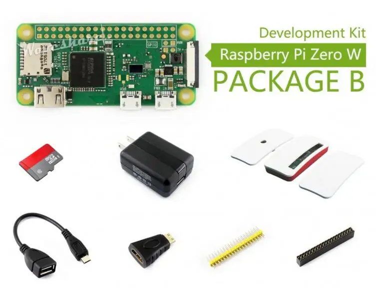 

Raspberry Pi Zero W упаковка B, с официальной карточкой Micro SD, адаптером питания, официальным корпусом и основными компонентами