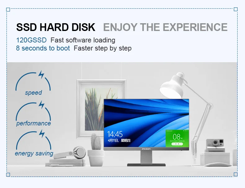 Rato de Negócios e Teclado Ipason Polegadas Escritório Desktop Tudo-em-um pc - Intel 4-core J3160 8g Ram 120g Ssd Wifi Ultra-fino P22 21.5 6 Ipason p22 21.5 polegadas escritório desktop tudo-em-um