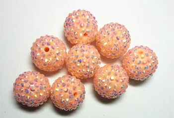 

(choose size) 12mm/16mm soft peach color Resin Rhinestone Beads,Bling Resin Ball Beads, for Chunky Kid Necklace Jewelry