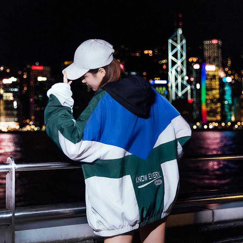Весенняя мода тренд сшивание контрастного цвета хип-хоп спортивные мужские и женские куртки, YA024