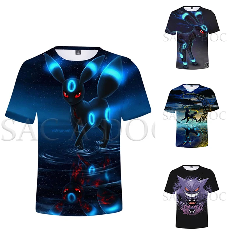 

Pokemon Gengar Umbreon 3D Print T Shirt Men Women Streetwear Casual Tshirt Pokemon Tee Tops Summer Short Sleeve T-shirt