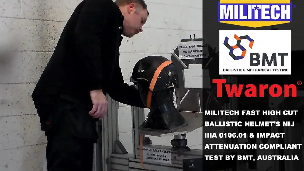 Тестирование видео Militech Быстрый баллистический шлем NIJ IIIA 0106 01 совместимое