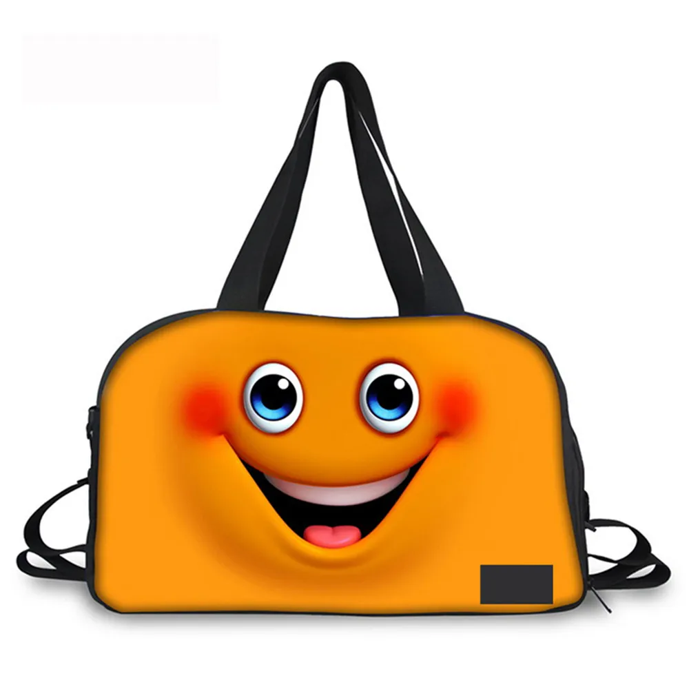 

Noisy Designs 3D Cute Emoji Pattern Print Women Travel Duffle Expression Bag Candy Color Luggage Totes Large Weekend Travel Bag