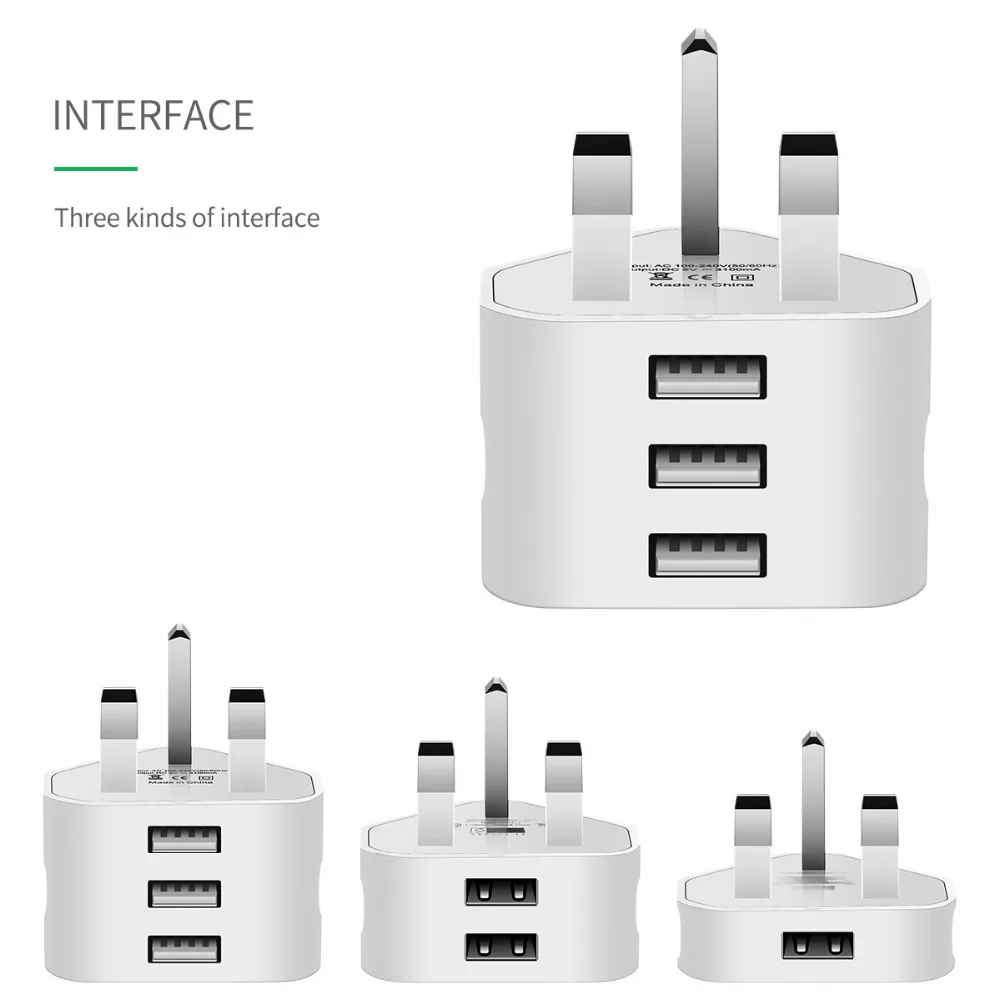 Универсальный 1/2/3-Порты и разъёмы usb вилка стандарта Великобритании 3 Pin стены Зарядное устройство адаптер с 1/2/3 Порты usb путешествия Зарядное устройство для зарядки телефона X samsung S9