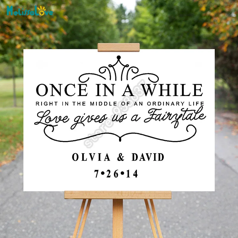 

Wedding Personalized Decal Once In A While Custom Name And Date Sticker Removable Vinyl Board Mirrors Decor SE019