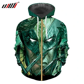

UJWI Autumn Men's Zip Hoodies Fashion Coat 3D Printed Green Steel Claw Male Oversized 5XL Clothing Man Spring Pullover