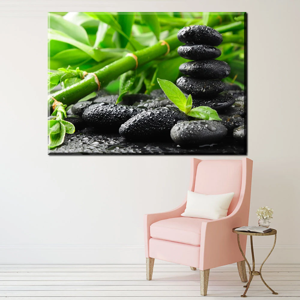 ZEN Stone and Bamboo Meditation Art Prints Fabric Poster Huge Print Buddha Picture Room Wall