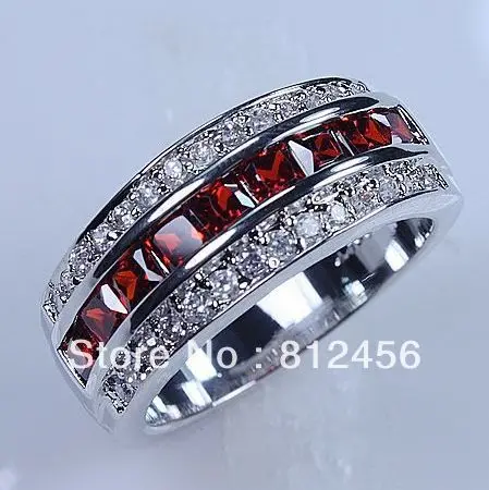 Size 8 9 10 11 12 Clic Tail Jewelry Red Garnet 10kt White Size 8 9 10 11 12 Clic Tail Jewelry Red Garnet 10kt