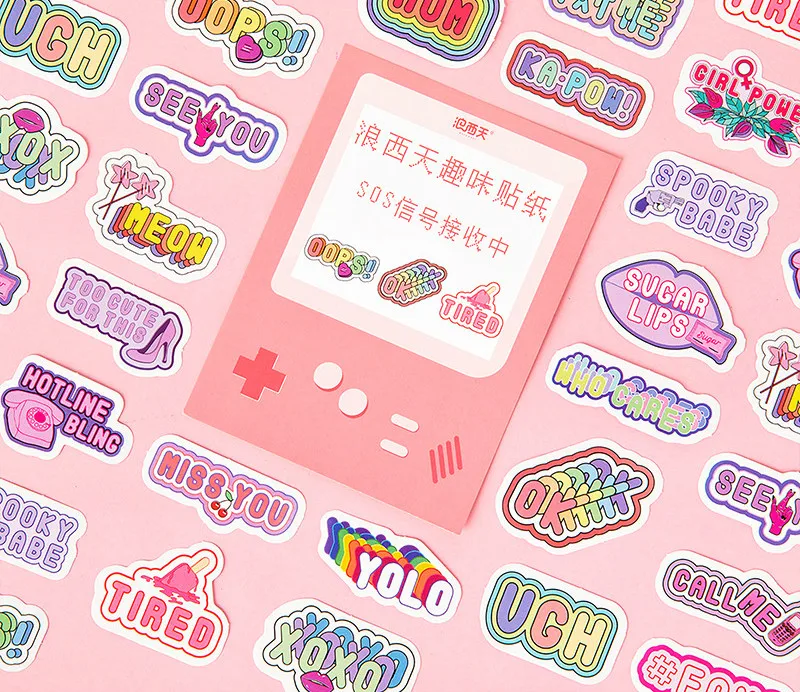 

40pcs/lot Funny Pixel Paper Stickers Pack 8.5*11.5cm 2019 New Stationery Gift