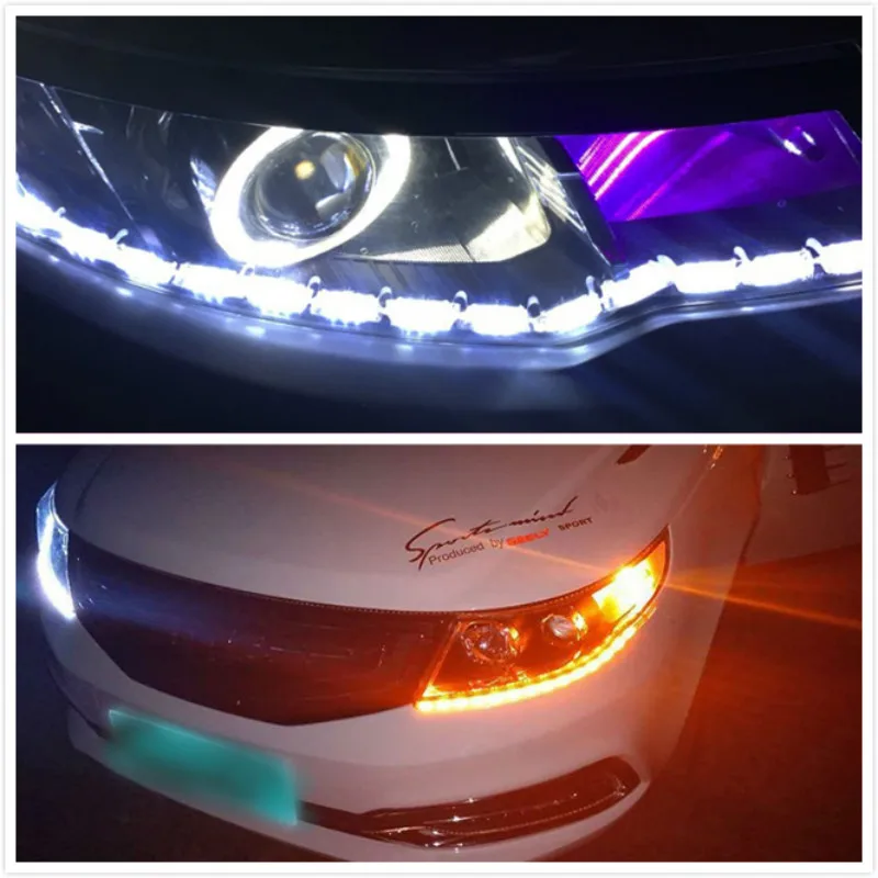 

2x LED Car Headlight DRL Amber Turn Signal Light For Kia Rio K2 3 Ceed Sportage Sorento Cerato Armrest Soul Picanto Optima K3