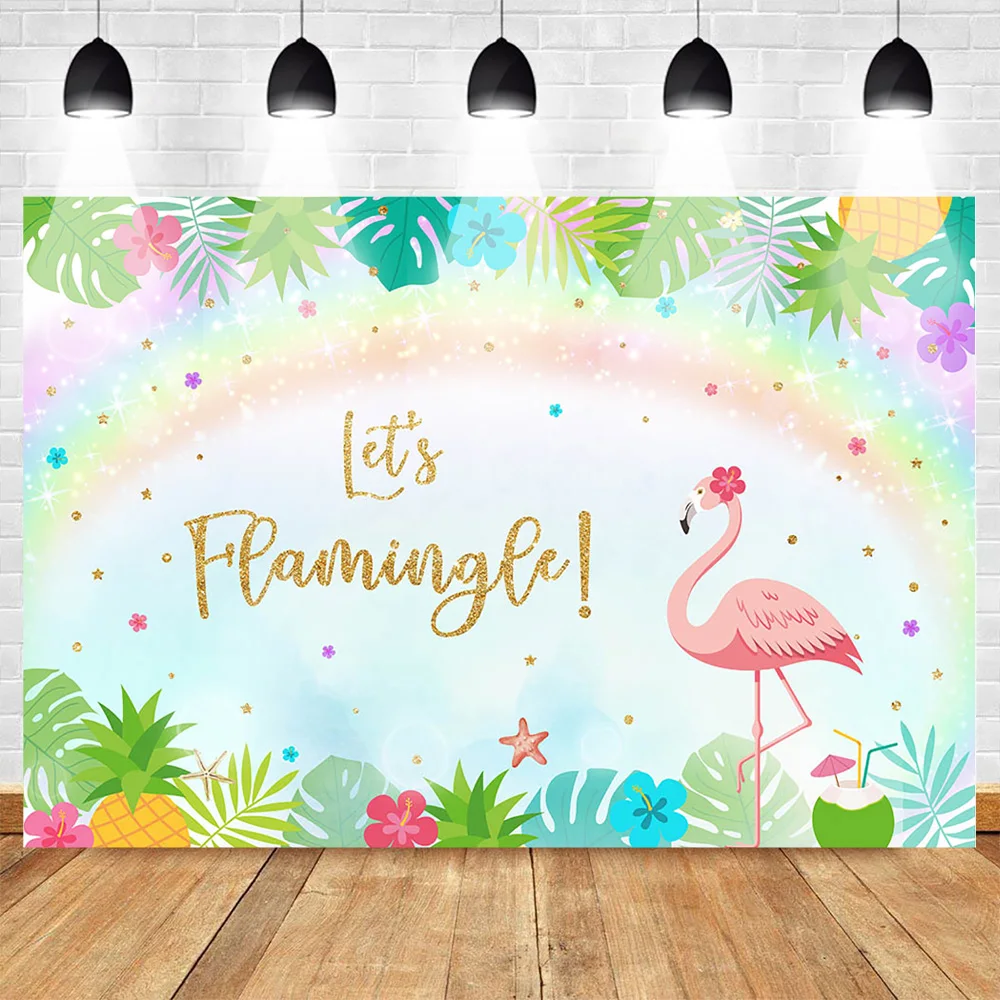 

MEHOFOTO Flamingo Photo Background for Photography Birthday Party Backdrop Rainbow Leaves Backgrounds for Photo Studio Photocall