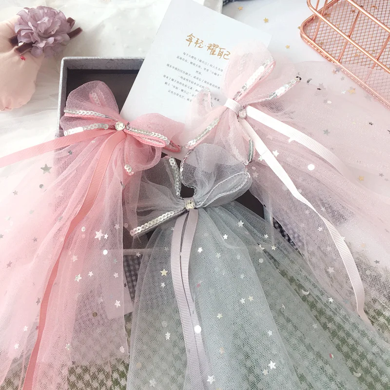 

Korea Handmade Cute Yarn Bow knot Veil Shawl Hairpins Hair clips For Kids Children Girls Head wear Accessories Gifts-SWKHRP016C5