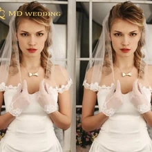 Романтическая белая/слоновая кость короткая свадебная фата с гребнем кружевная жемчужная свадебная фата Свадебные аксессуары Veu De Noiva MD3016