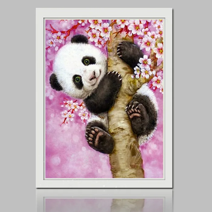 

&% panda animal climb flower tree Resin drill DIY 5D round Diamond Painting mosaic crystal Cross Stitch Diamond Embroidery Kits