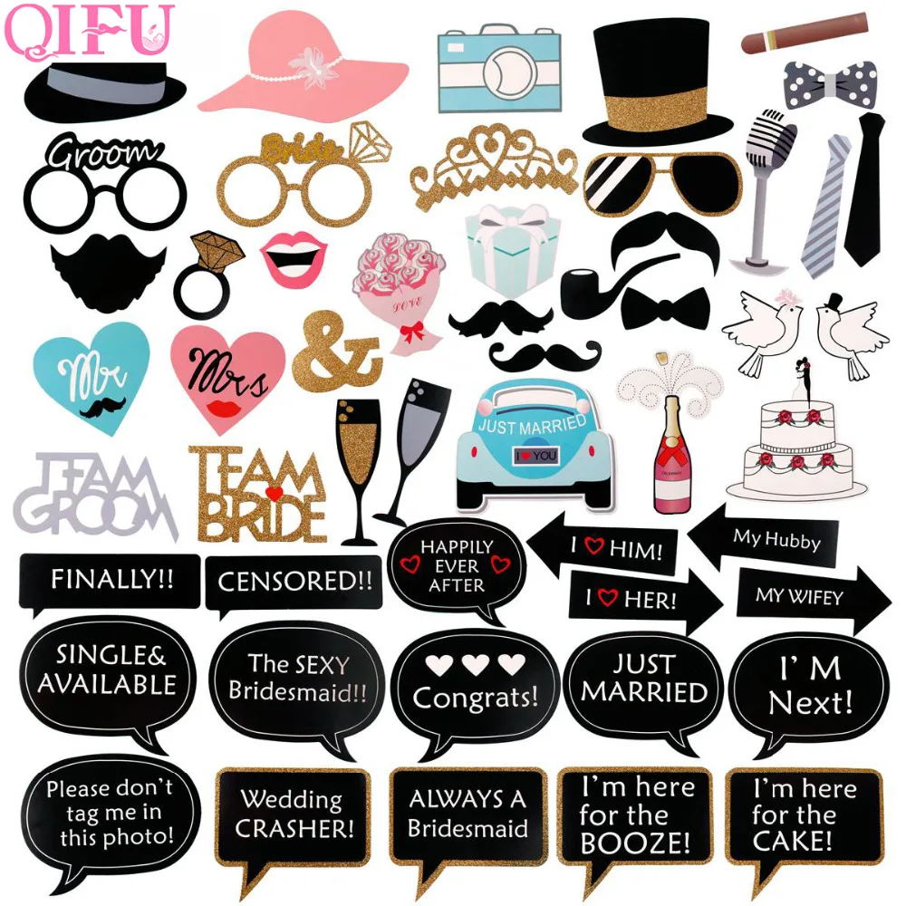 

QIFU Wedding Photobooth Props Bride To Be Hen Party Wedding Decor Photo Booth Props Just Married Graduation Decor Babyshower