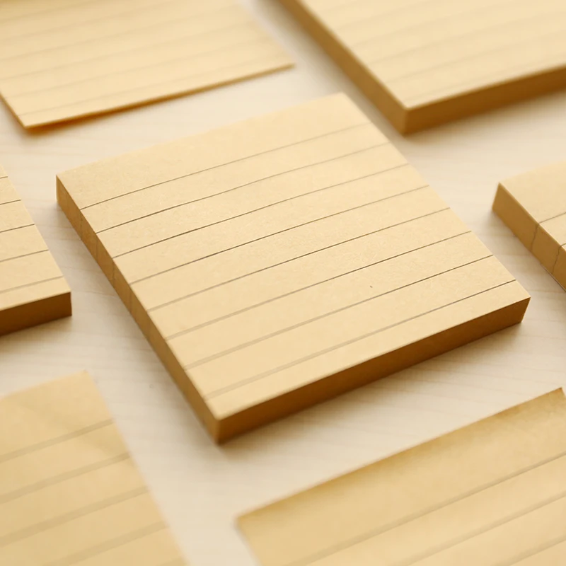 10PCS Kraft Paper Simple Horizontal Line Memo Pad Scratchpad Square Message Notes in Memo Pads