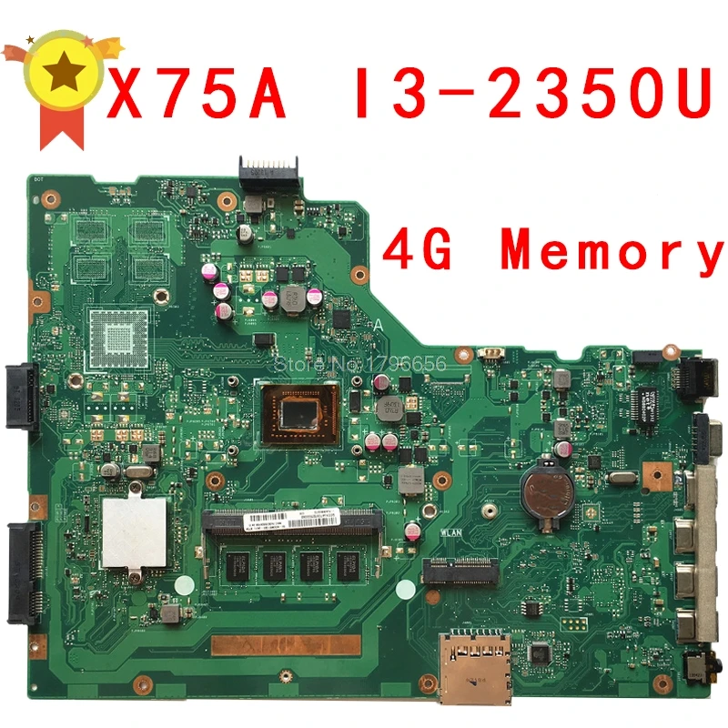 

For ASUS X75A Laptop motherboard R704V with i3 cpu 60-ND0MB1700 60-ND0MB1G00 X75VD REV:3.1 GM 100% Tested s-2