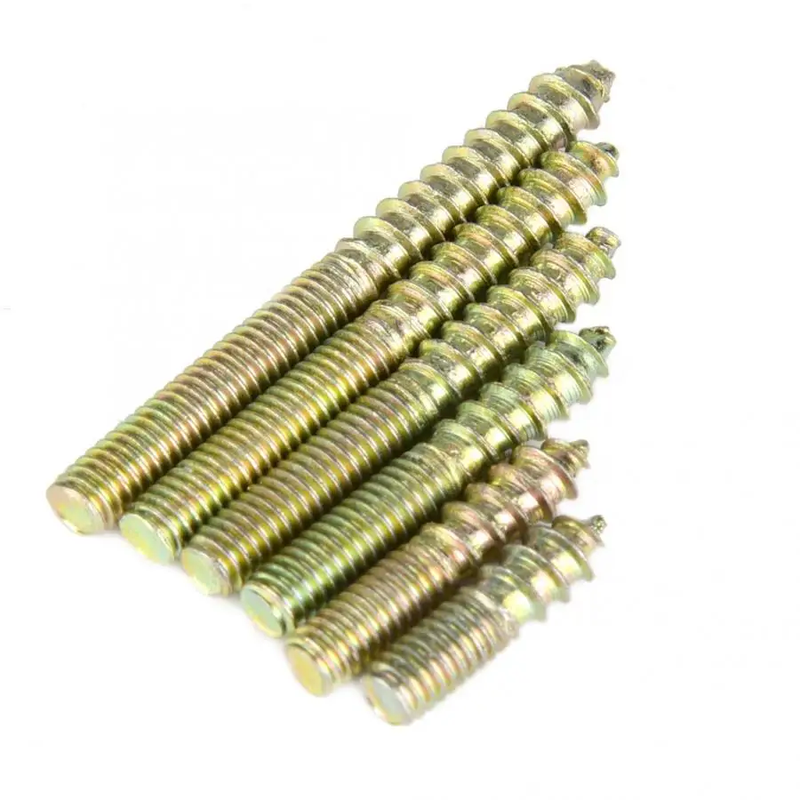 110Pcs Wood To Metal Dowel Screw Woodworking Furniture Fixing Self