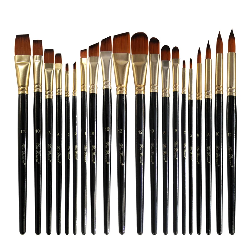 Us 281 30 Di Sconto5 Pzset Di Nylon Dei Capelli Pennello Olio Set Rotonda Nocciola Angelo Pennello Piatto Acrilico Fai Da Te Penna Acquerello Per