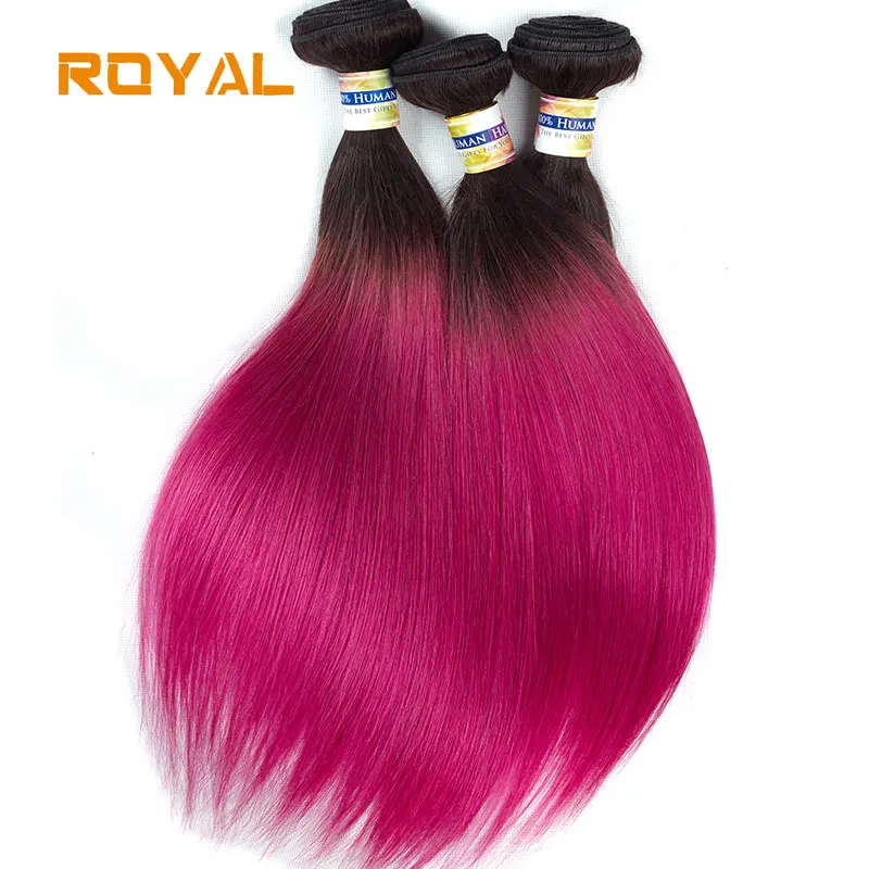 Предварительно окрашенных волос волна 3 Связки 1B/розовый Малайзии Ombre прямые уток человеческих волос не Реми Королевский