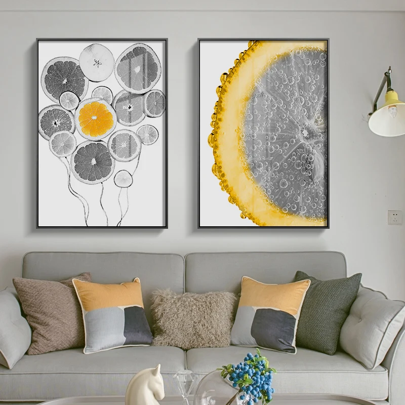 

Nordic Lemon Black n white Canvas painting poster and print Special Design Modern Wall Art Pictures for Living Room Dinning Room