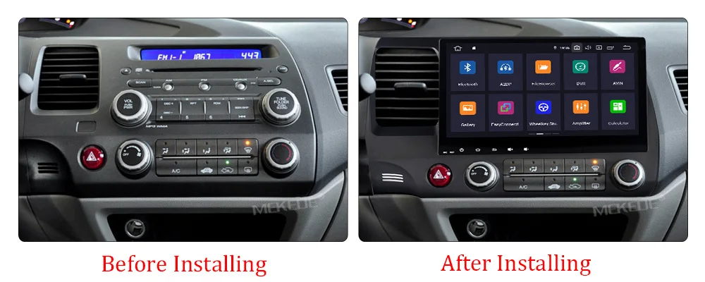Best Mekede 10.1 Inch 2Din Android 9.0 Car Radio Quad-Core HD 1024*600 Tochscreen GPS Multimedia Player For 2006-2011 Honda Civic 10