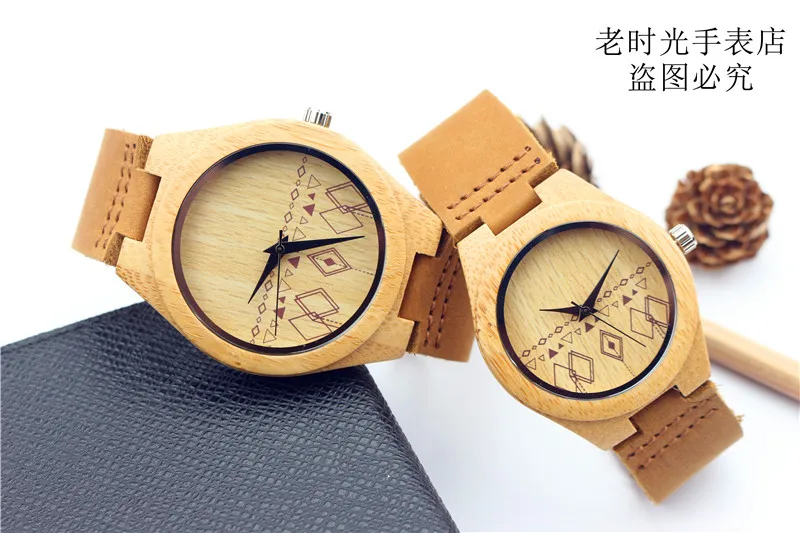 Hotime C19 мужские Часы половина Вышивка Крестом Картины Bamboo Часы известный бренд кварц watch для Женская мода подарок часы oem